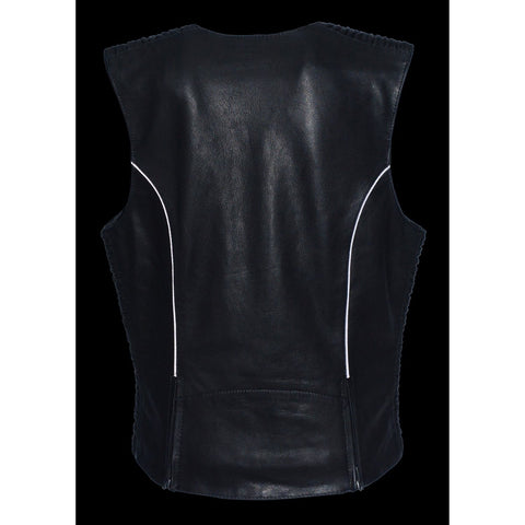 Milwaukee Leather MLL4571 Ladies 'Crinkled' Black Lightweight Leather Vest - Milwaukee Leather Womens Leather Vests