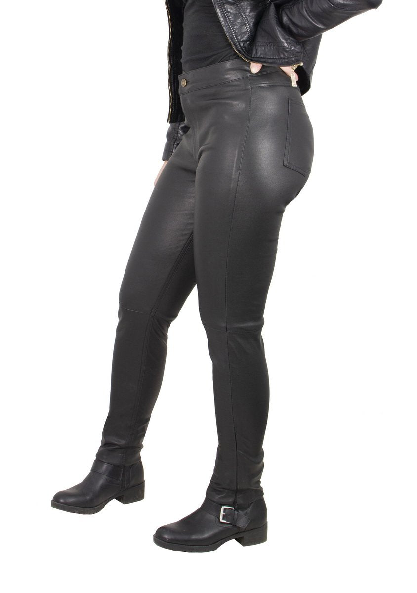 Milwaukee Leather MLL6690 'Sandy' Women’s Black Lambskin Stretch Leather Pants