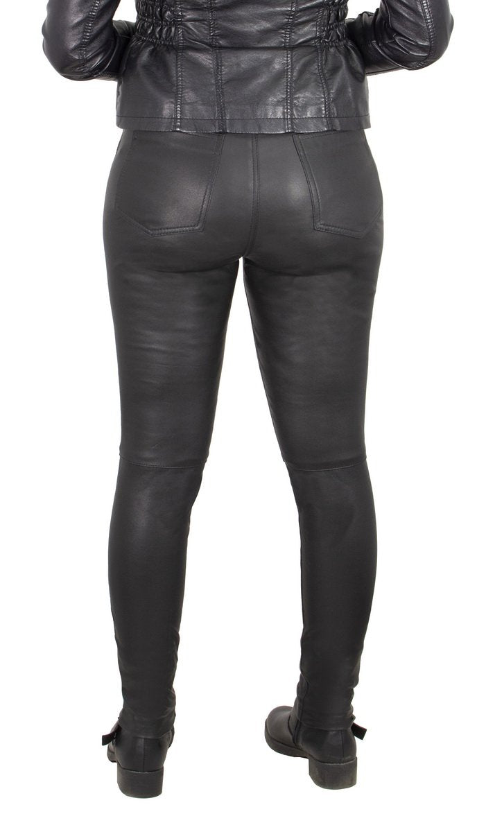 Women's Pants Black Leather Side Detail Quality Stretch Fabric Made in  Canada
