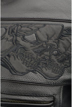 Milwaukee Leather MLM1500 Men's Crossover Black Leather Scooter Jacket with Reflective Skulls and Gun Pockets - Milwaukee Leather Mens Leather Jackets