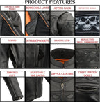 Milwaukee Leather MLM1500 Men's Crossover Black Leather Scooter Jacket with Reflective Skulls and Gun Pockets - Milwaukee Leather Mens Leather Jackets