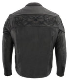 Milwaukee Leather MLM1501 Men's 'Cool-Tec' Black Leather Crossover Scooter Jacket with Reflective Skulls and Gun Pockets - Milwaukee Leather Mens Leather Jackets