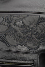 Milwaukee Leather MLM1501 Men's 'Cool-Tec' Black Leather Crossover Scooter Jacket with Reflective Skulls and Gun Pockets - Milwaukee Leather Mens Leather Jackets