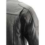 Milwaukee Leather MLM1502 Men's Black Premium Leather Vented Motorcycle Biker Jacket w/ Cool-Tec Leather Treatment Tech