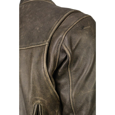 Milwaukee Leather MLM1503 Men's Distress Brown ‘Racer’ Vented Moto Jacket