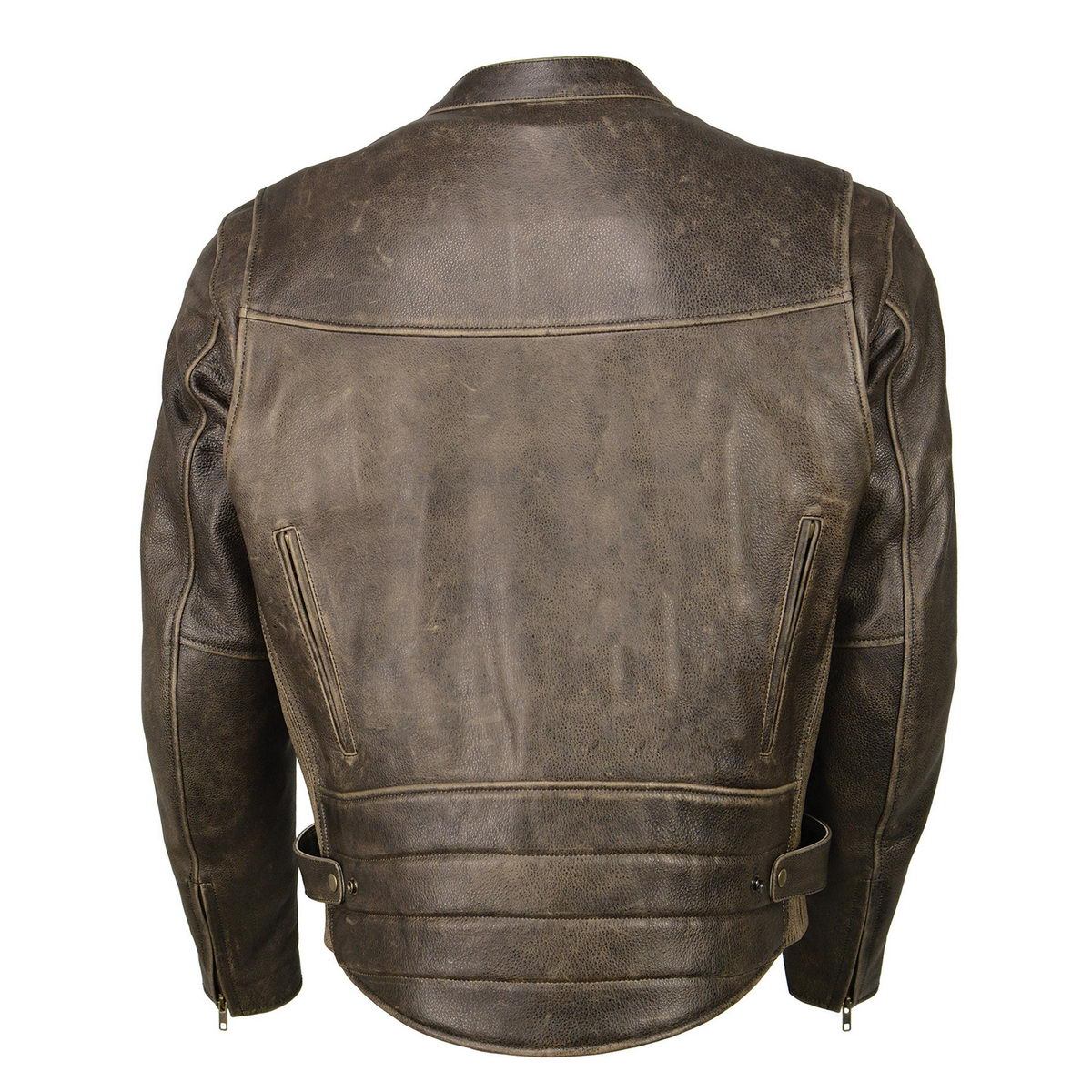 Milwaukee Leather MLM1503 Men's Distress Brown ‘Racer’ Vented Moto Jacket