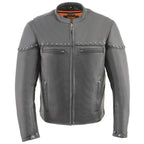 Milwaukee Leather MLM1504 Men's ‘The Skelly Racer’ Black Premium Moto Leather Jacket