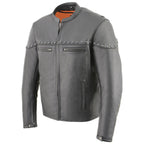 Milwaukee Leather MLM1504 Men's ‘The Skelly Racer’ Black Premium Moto Leather Jacket