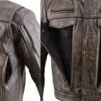 Milwaukee Leather MLM1508 Men's Distressed Brown Premium Leather Motorcycle Rider Jacket