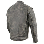 Milwaukee Leather MLM1509 Men's Distress Brown ‘2 in 1’ Leather Jacket with Zip-Off Sleeves
