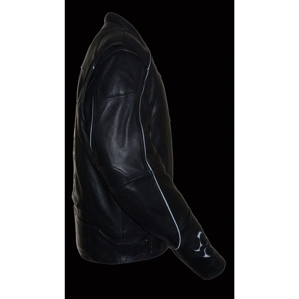 Milwaukee Leather MLM1510 Mens Black Leather Scooter Jacket with Reflective Skull - Milwaukee Leather Mens Leather Jackets