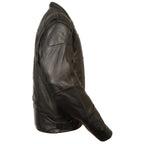 Milwaukee Leather MLM1510 Mens Black Leather Scooter Jacket with Reflective Skull - Milwaukee Leather Mens Leather Jackets