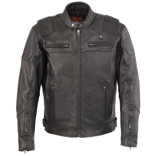 Milwaukee Leather MLM1513 Men's Black 'Heated' Vented Scooter Leather Jacket