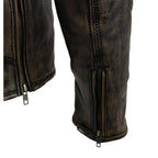 Milwaukee Leather MLM1515 Men's 'Triple Stitched' Beltless Distressed Brown Leather Jacket