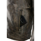 Milwaukee Leather MLM1515 Men's 'Triple Stitched' Beltless Distressed Brown Leather Jacket
