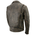 Milwaukee Leather MLM1515 Men's 'Triple Stitched' Beltless Distressed Brown Leather Jacket