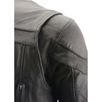 Milwaukee Leather MLM1526 Men's Stay Cool Black Premium Leather Sporty Motorcycle Jacket w/ Cool-Tec Leather Treatement