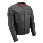 Milwaukee Leather MLM1526 Men's Stay Cool Black Premium Leather Sporty Motorcycle Jacket w/ Cool-Tec Leather Treatement