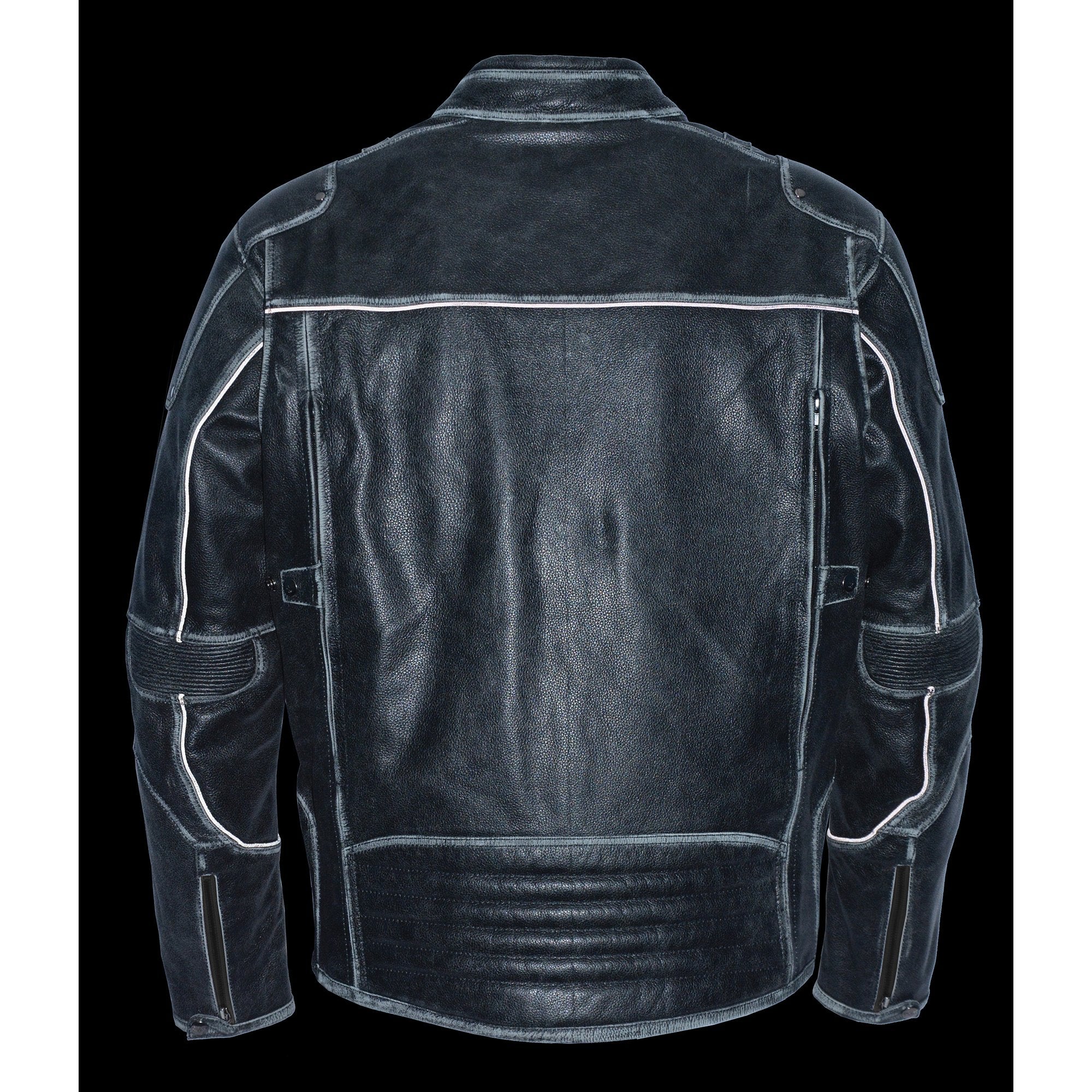 Milwaukee Leather MLM1536 Men's Vintage Grey 'Triple Vent's' Leather Jacket with Dual Gun Pockets - Milwaukee Leather Mens Leather Jackets