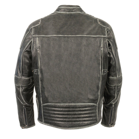 Milwaukee Leather MLM1536 Men's Vintage Grey 'Triple Vent's' Leather Jacket with Dual Gun Pockets - Milwaukee Leather Mens Leather Jackets