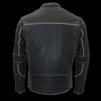 Milwaukee Leather MLM1536 Mens Vintage Distressed Grey Leather Scooter Style Motorcycle Jacket - Reflective Piping