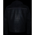 Milwaukee Leather MLM1537 Men's Black Leather ‘Utility Pocket’ Vented Jacket with Removable Hoodie