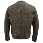 Milwaukee Leather MLM1550 Men's Vented Black-Beige Distressed Leather Scooter Jacket