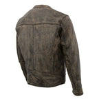 Milwaukee Leather MLM1550 Men's Vented Black-Beige Distressed Leather Scooter Jacket