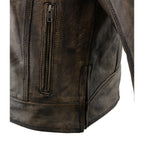 Milwaukee Leather MLM1550 Men's Vented Black-Beige Distressed Leather Scooter Jacket