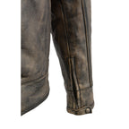 Milwaukee Leather MLM1550 Men's Vented Black-Beige Distressed Leather Scooter Jacket