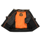 Milwaukee Leather MLM1550 Men's Vented Black-Beige Distressed Leather Scooter Jacket