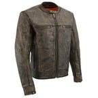 Milwaukee Leather MLM1550 Men's Vented Black-Beige Distressed Leather Scooter Jacket
