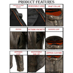 Milwaukee Leather MLM1550 Men's Vented Black-Beige Distressed Leather Scooter Jacket