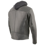 Milwaukee Leather MLM1552 Men's Black Leather ‘Utility Pocket’ Vented Jacket with Removable Hoodie