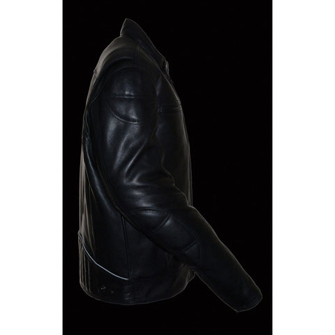 Milwaukee Leather MLM1560  Men's Long Body Vented Black Leather Jacket with Gun Pockets - Milwaukee Leather Mens Leather Jackets