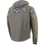 Milwaukee Leather MLM1562 Men's Distress Grey Leather Jacket with Reflective Skulls