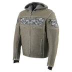 Milwaukee Leather MLM1562 Men's Distress Grey Leather Jacket with Reflective Skulls