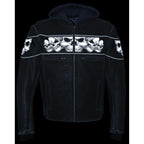 Milwaukee Leather MLM1562 Men's Distressed Grey Leather Jacket with Reflective Skulls