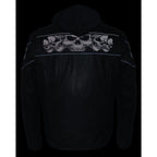 Milwaukee Leather MLM1563 Men's ‘Cross Over’ Black Leather Jacket with Reflective Skulls