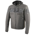 Milwaukee Leather MLM1563 Men's ‘Cross Over’ Black Leather Jacket with Reflective Skulls