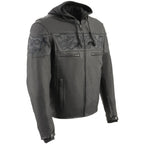 Milwaukee Leather MLM1563 Men's ‘Cross Over’ Black Leather Jacket with Reflective Skulls