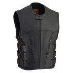 Milwaukee Leather MLM3500 Men's Swat Style Rider Leather Vest w/ Single Panel Back for Club Patches