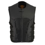 Milwaukee Leather MLM3500 Men's Swat Style Rider Leather Vest w/ Single Panel Back for Club Patches