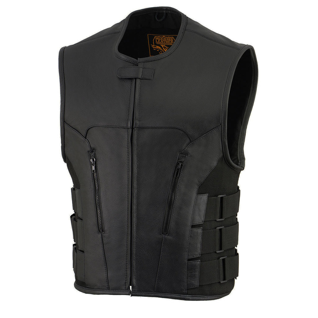 Milwaukee Leather MLM3500 Men's Swat Style Rider Leather Vest w/ Single Panel Back for Club Patches