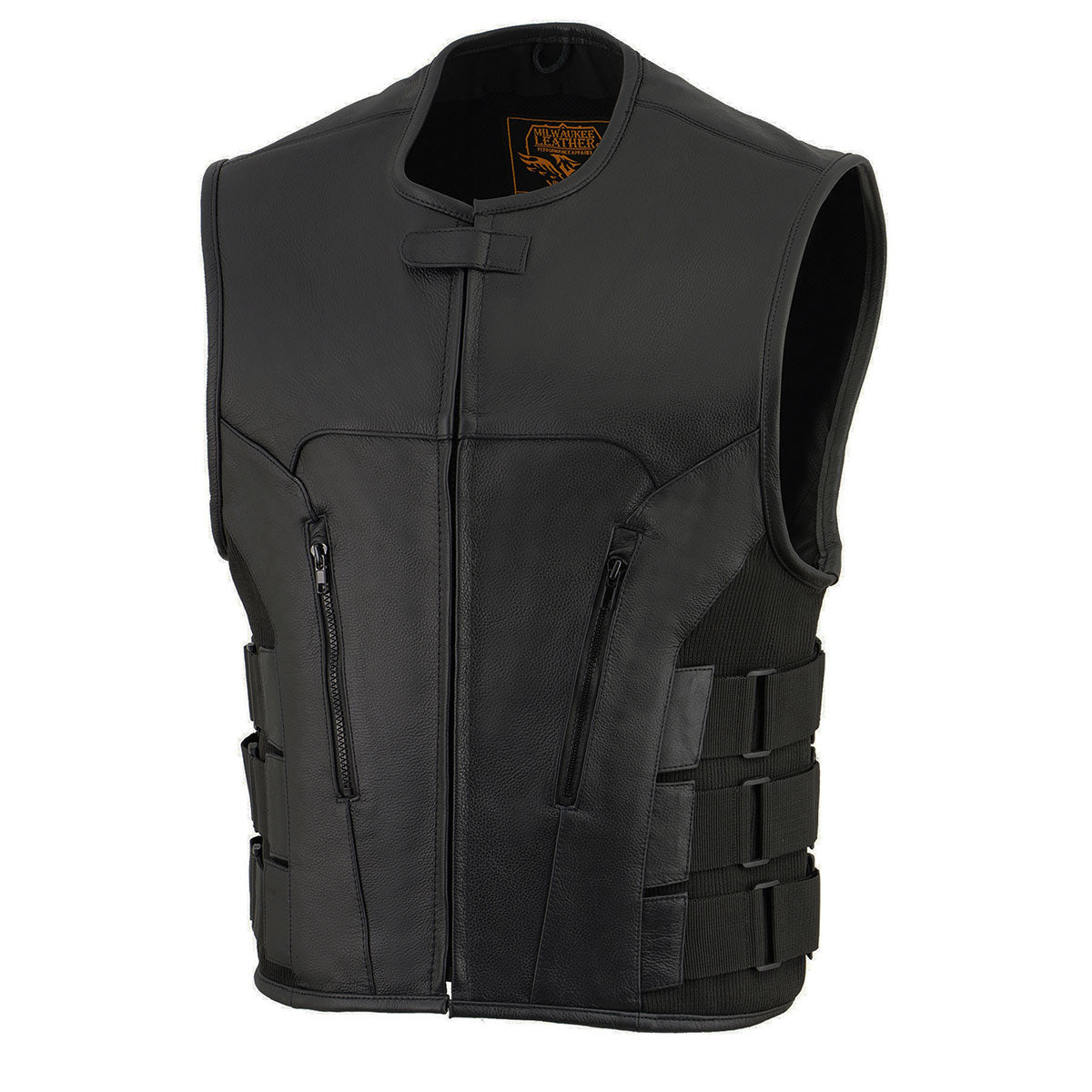 Milwaukee Leather MLM3500 Men's Swat Style Rider Leather Vest w/ Single Panel Back for Club Patches