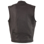 Milwaukee Leather MLM3502 Men's Cool-Tec Black Leather Zipper Vest with Gun Pockets - Milwaukee Leather Mens Leather Vests