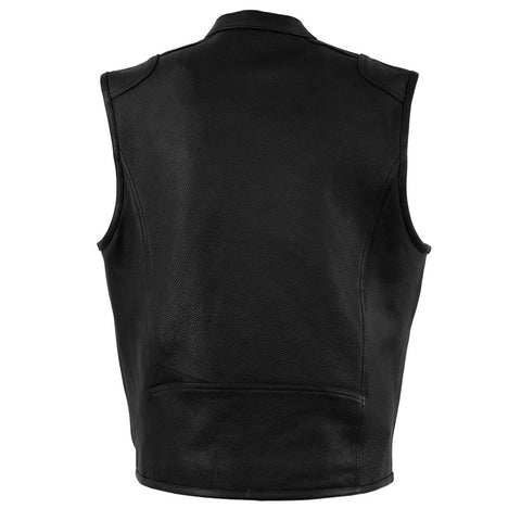 Milwaukee Leather MLM3502 Men's Black Premium Leather Motorcycle Rider Vest with Cool-Tec Leather Treatment Tech