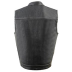 Milwaukee Leather MLM3507 Men's Old Glory Black Premium Leather Club Style Vest w/ Grey Stitching Laced Armholes