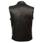 Milwaukee Leather MLM3510 Men's Black Open Neck Snap and Zip Front Club Leather Vest with gun Pocket - Milwaukee Leather Mens Leather Vests
