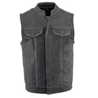 Milwaukee Leather MLM3513 Men's Premium Leather Club-Style Motorcycle Vest w/ Snaps and Zipper Closure